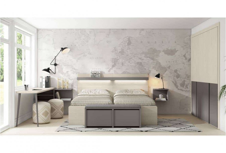 Dormitorio juvenil con 2 camas individuales, Mod. Mofli