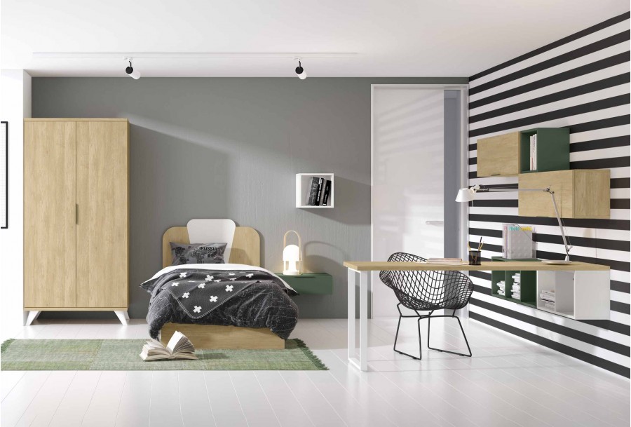 Dormitorio juvenil completo con cama individual, Mod. Terk