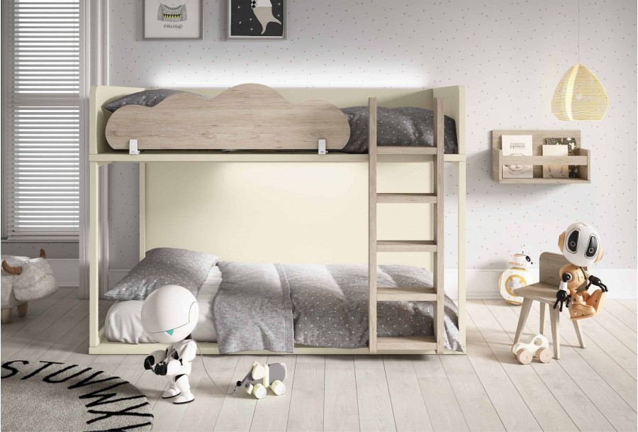 Dormitorio juvenil con litera a suelo, Mod. Tikki