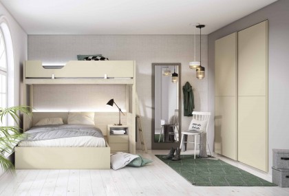 Dormitorio juvenil con litera sin armario, Mod. Alpha
