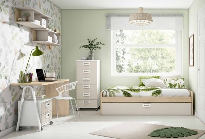 Dormitorio juvenil con cama nido, Mod. Flik