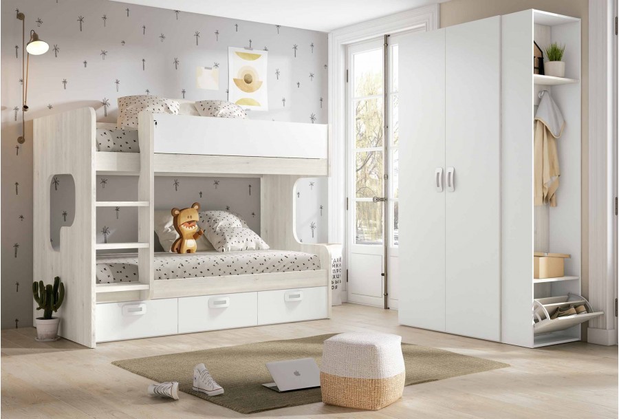Dormitorio juvenil con litera y armario, Mod. Bal