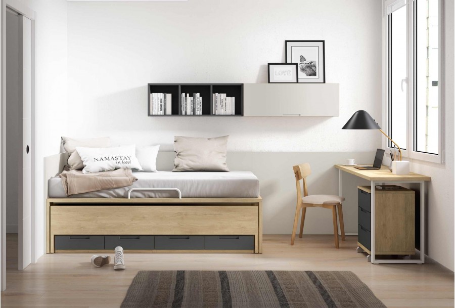 Dormitorio juvenil compacto tatami Mod.Ladybug