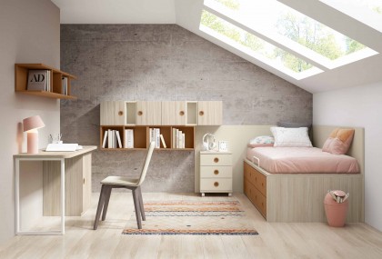 Dormitorio juvenil cama tatami con paneles Mod.Gumball