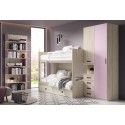 Dormitorio juvenil con litera y estanteria alta Mod. Sitka