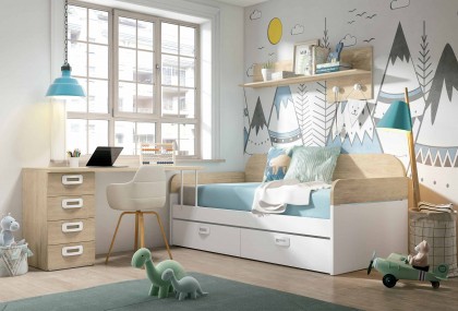 Dormitorio juvenil con cama nido, Mod. Pratt