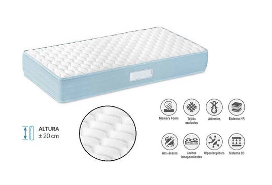 Colchón 20 cm núcleo hr y visco, Mod. Sport Colchones en Bilbao