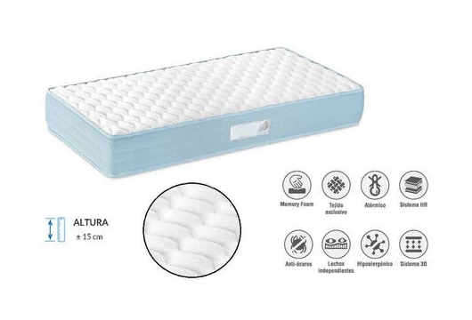 Colchón 15 cm núcleo HR y visco, Mod. Sport Colchones en Bilbao