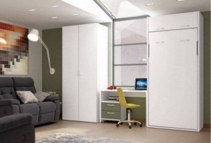 Dormitorio juvenil con cama abatible vertical, Mod. Clarissa Camas abatibles en Bilbao