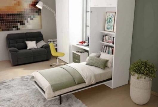 Dormitorio juvenil con cama abatible vertical, Mod. Clarissa Camas abatibles en Bilbao