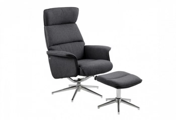 Sillón relax con puf tapizado gris, Mod.Vinder Sillón relax en Bilbao