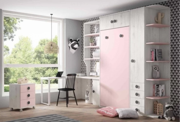 Cama abatible vertical con altillo, Mod. Katu