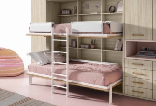 Dormitorio juvenil con cama doble abatible, Mod. Faline Camas abatibles en Bilbao