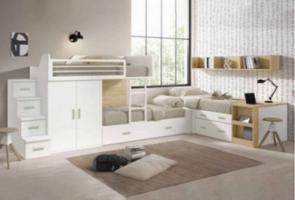 Dormitorio juvenil con 3 camas, Mod. Igor