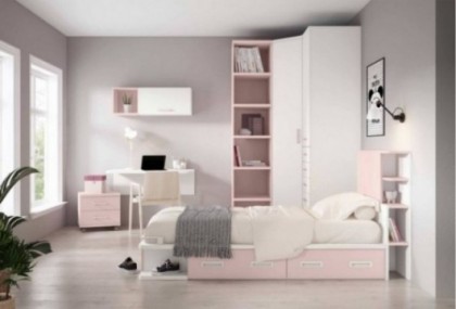 Dormitorio juvenil completo con cama individual, Mod. Scar