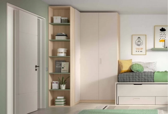 Armario juvenil angular con estantería, Mod. Jone Armarios juveniles en Bilbao