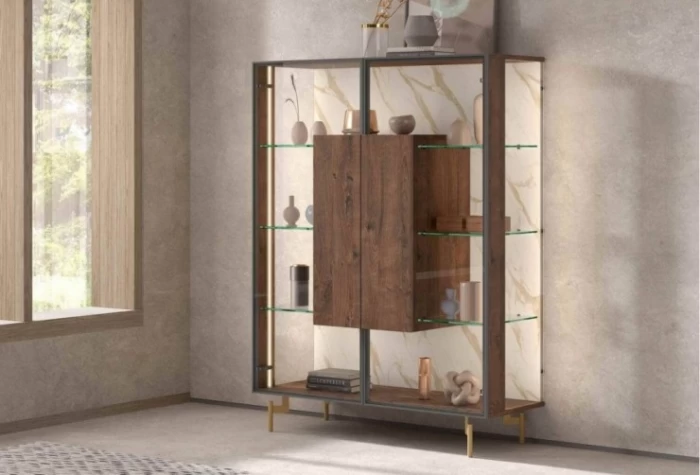 Vitrina de cristal de 120 cm, Mod. Fiji Vitrinas de salón en Bilbao