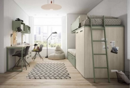 Dormitorio juvenil con cama tren, Mod. Abis