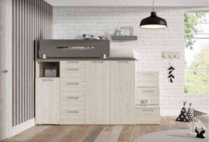 Dormitorio juvenil con cama elevada, Mod. Bruce