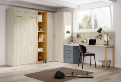 Dormitorio juvenil con cama abatible vertical, Mod. Luka Camas abatibles en Bilbao