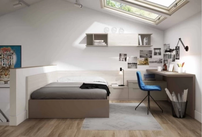 Dormitorio juvenil con cama arcón, Mod. Margarita