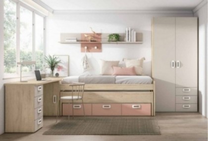 Dormitorio juvenil con mesa de estudio, Mod. Jessie Dormitorio Completo juvenil en Bilbao