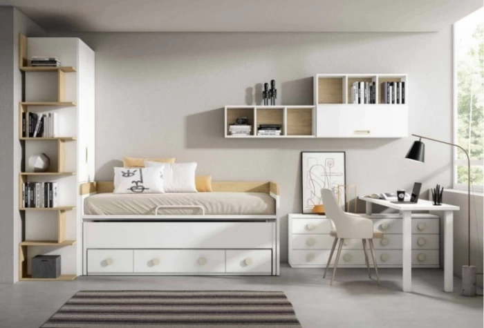 Dormitorio juvenil con armario estanteria arcon Mod.Cloak Dormitorio Completo juvenil en Bilbao