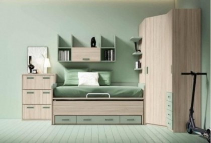 Dormitorio juvenil con armario rincon y zapatero Mod. Anakin Dormitorio Completo juvenil en Bilbao