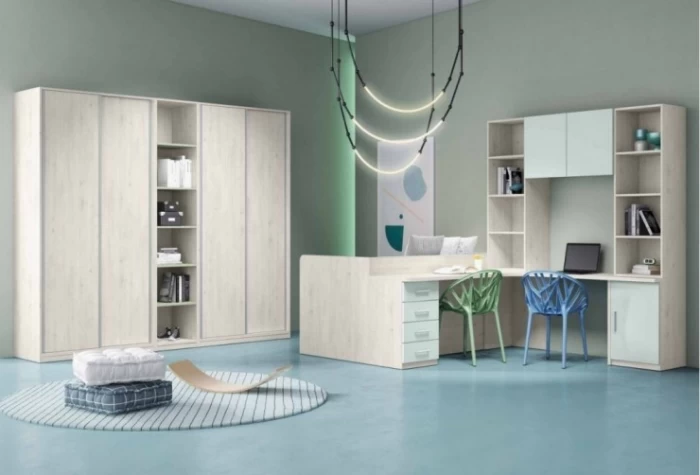 Dormitorio juvenil con armario corredero y escritorio Mod. Naruto Dormitorio Completo juvenil en Bilbao