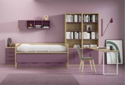 Dormitorio juvenil compacto y libreria baja Mod.Finn Dormitorio Completo juvenil en Bilbao