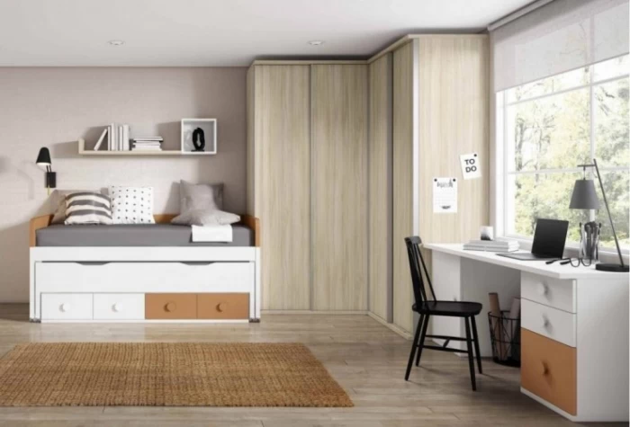 Dormitorio juvenil con armario rincón, Mod. Danielle Dormitorio Completo juvenil en Bilbao