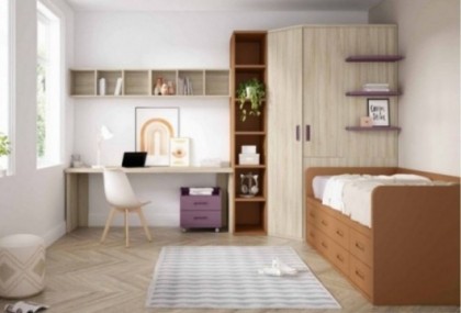 Dormitorio juvenil con armario rincón, Mod. Linguini Dormitorio Completo juvenil en Bilbao