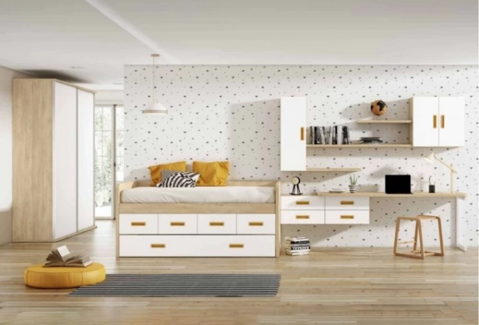 Dormitorio juvenil con escritorio, Mod. Aladar Dormitorio Completo juvenil en Bilbao