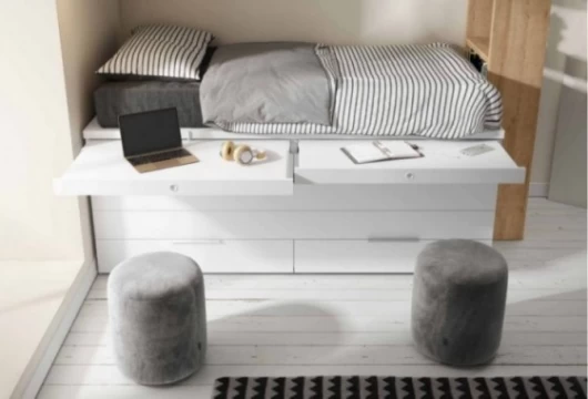 Dormitorio juvenil GARBIE con bicama y doble zona de estudio Dormitorio Completo juvenil en Bilbao