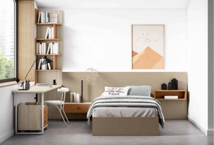 Dormitorio juvenil con cabezal panelado Mod. Pecos