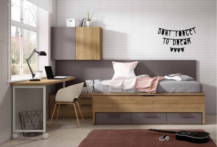 Dormitorio juvenil RYDER con bicama y escritorio giratorio Dormitorio Completo juvenil en Bilbao