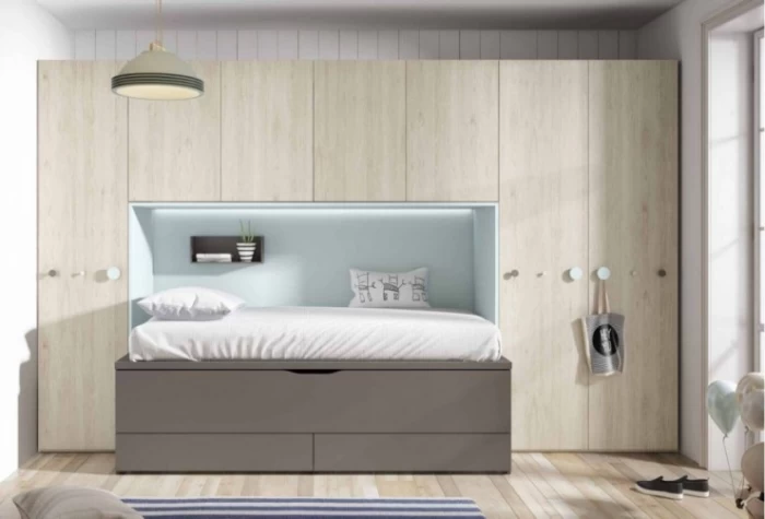 Dormitorio juvenil con armario puente, Mod. Wally Dormitorio Completo juvenil en Bilbao