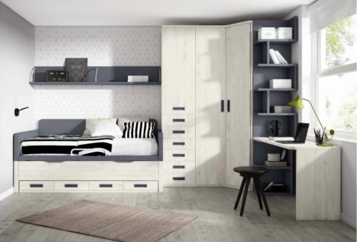 Dormitorio juvenil con armario chaflán, Mod. Tano Dormitorio Completo juvenil en Bilbao