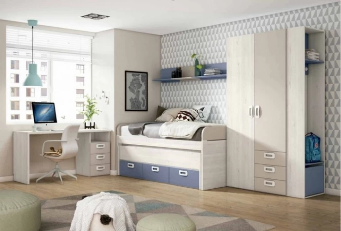 Dormitorio juvenil con armario y zapatero, Mod. Robert Dormitorio Completo juvenil en Bilbao