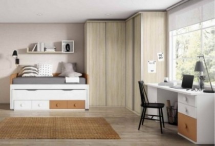 Dormitorio juvenil con armario rincón, Mod. Danielle Dormitorio Completo juvenil en Bilbao