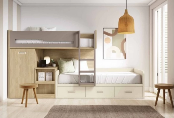 Dormitorio juvenil con cama tren, Mod. Grogu