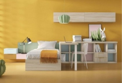 Dormitorio juvenil con zona de estudio, Mod. Shank