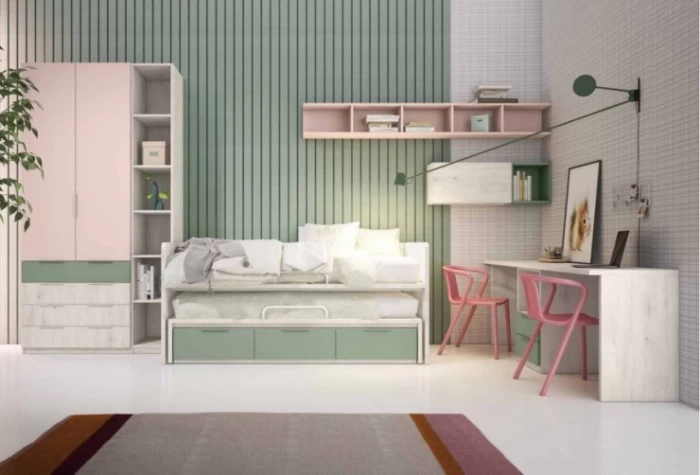 Dormitorio juvenil con armario y escritorio Mod. Mordecai Dormitorio Completo juvenil en Bilbao