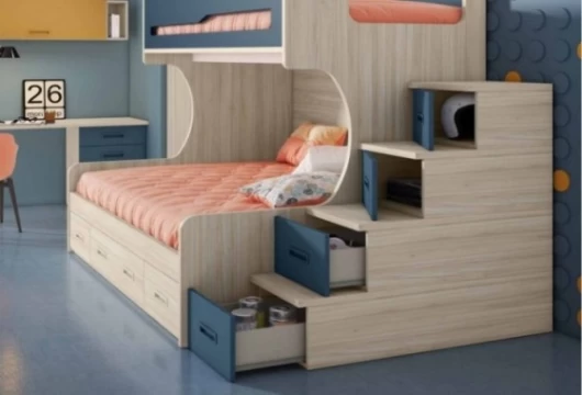Dormitorio juvenil con litera y armario  Mod. Dewey