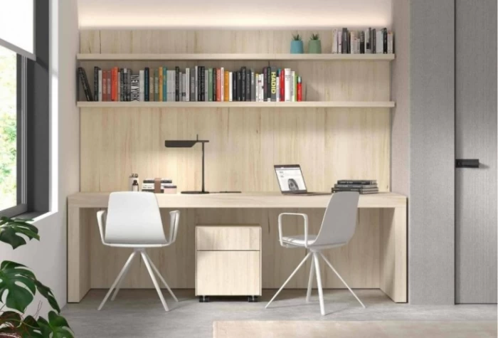 Escritorio juvenil doble de 240 cm, Mod. Uya