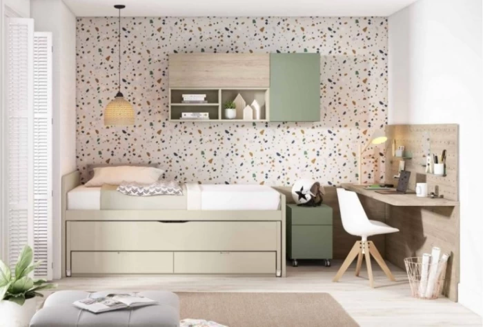 Dormitorio juvenil WALRUS con bicama y escritorio 200 cm Dormitorio Completo juvenil en Bilbao