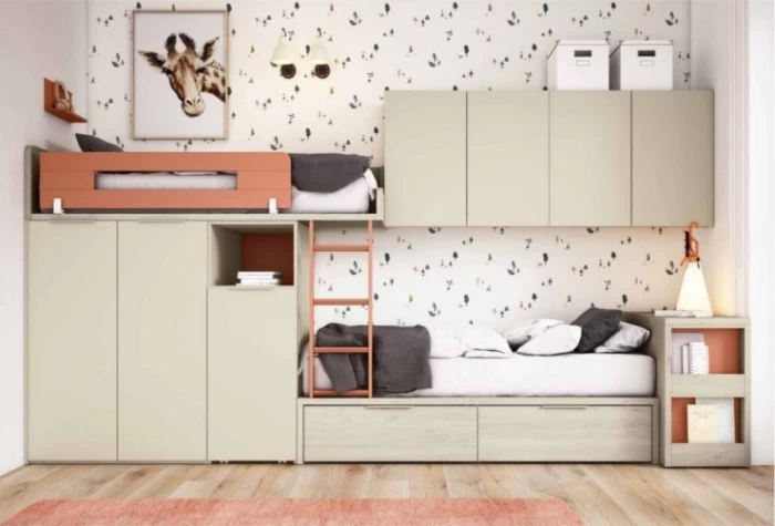 Dormitorio juvenil con cama tren, Mod. Starla