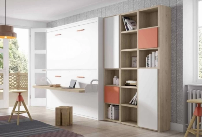Dormitorio juvenil con cama abatible doble, Mod. Pollen Camas abatibles en Bilbao