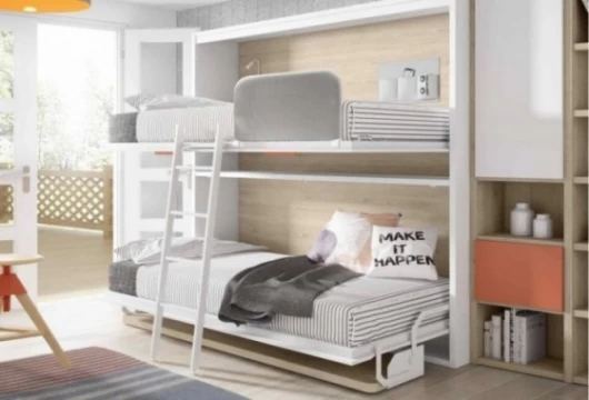 Dormitorio juvenil con cama abatible doble, Mod. Pollen Camas abatibles en Bilbao