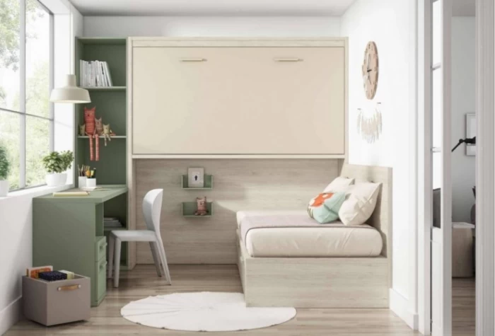 Dormitorio juvenil con cama abatible superior, Mod. Wayzz Camas abatibles en Bilbao